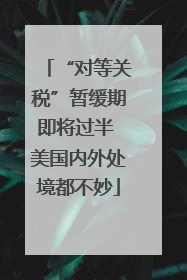 “对等关税”暂缓期即将过半 美国内外处境都不妙