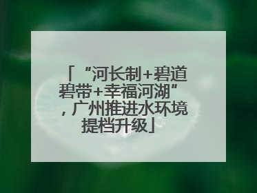 “河长制+碧道碧带+幸福河湖”，广州推进水环境提档升级