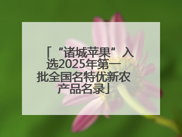 “诸城苹果”入选2025年第一批全国名特优新农产品名录