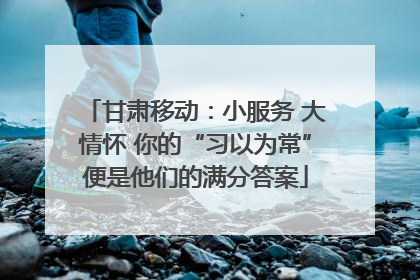 甘肃移动：小服务 大情怀 你的“习以为常”便是他们的满分答案