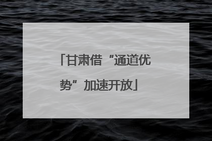 甘肃借“通道优势”加速开放