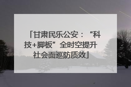 甘肃民乐公安：“科技+脚板”全时空提升社会面巡防质效