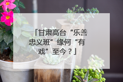 甘肃高台“乐善忠义班”缘何“有戏”至今？