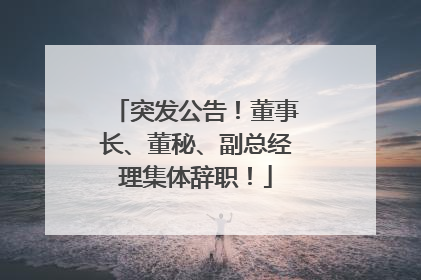 突发公告！董事长、董秘、副总经理集体辞职！