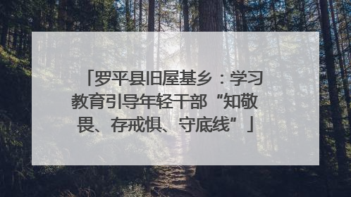 罗平县旧屋基乡：学习教育引导年轻干部“知敬畏、存戒惧、守底线”