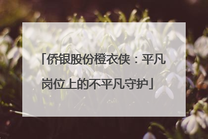 侨银股份橙衣侠：平凡岗位上的不平凡守护