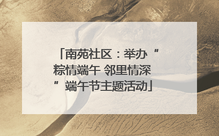 南苑社区：举办“粽情端午 邻里情深”端午节主题活动