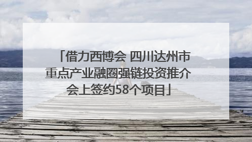 借力西博会 四川达州市重点产业融圈强链投资推介会上签约58个项目