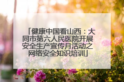 健康中国看山西：大同市第六人民医院开展安全生产宣传月活动之网络安全知识培训