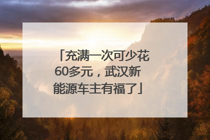 充满一次可少花60多元，武汉新能源车主有福了