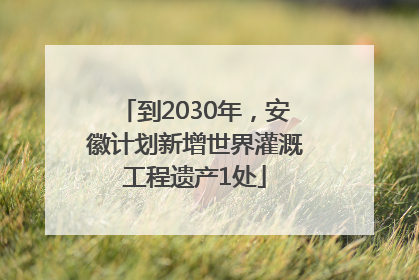 到2030年，安徽计划新增世界灌溉工程遗产1处