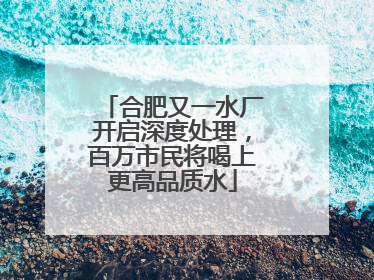 合肥又一水厂开启深度处理，百万市民将喝上更高品质水