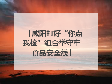 咸阳打好“你点我检”组合拳守牢食品安全线