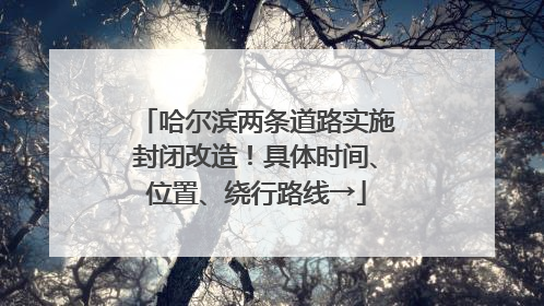 哈尔滨两条道路实施封闭改造！具体时间、位置、绕行路线→
