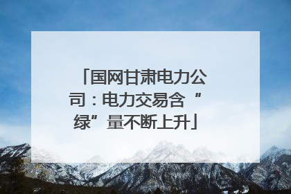 国网甘肃电力公司：电力交易含“绿”量不断上升