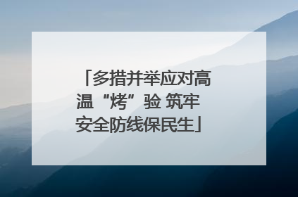 多措并举应对高温“烤”验 筑牢安全防线保民生