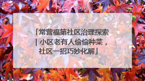 常营福第社区治理探索｜小区老有人偷偷种菜，社区一招巧妙化解