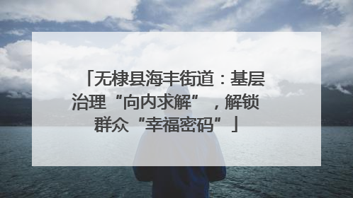 无棣县海丰街道：基层治理“向内求解”，解锁群众“幸福密码”