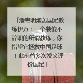 潘粤明炮轰国足教练伊万：一个装傻不辞职的所谓教练，你指望它拯救中国足球！此前曾多次发文评价国足