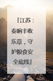 江苏：奏响丰收乐章，守护粮食安全底线