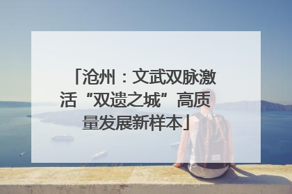 沧州：文武双脉激活“双遗之城”高质量发展新样本