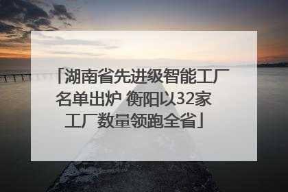 湖南省先进级智能工厂名单出炉 衡阳以32家工厂数量领跑全省