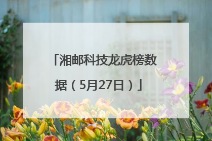湘邮科技龙虎榜数据（5月27日）