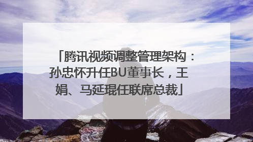 腾讯视频调整管理架构：孙忠怀升任BU董事长，王娟、马延琨任联席总裁