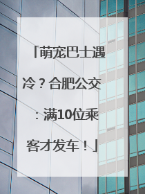 萌宠巴士遇冷？合肥公交：满10位乘客才发车！