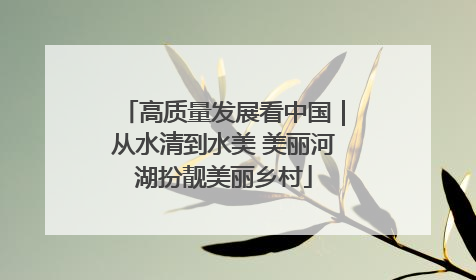 高质量发展看中国｜从水清到水美 美丽河湖扮靓美丽乡村