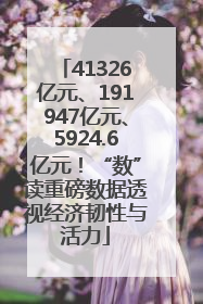 41326亿元、191947亿元、5924.6亿元！“数”读重磅数据透视经济韧性与活力