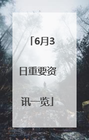 6月3日重要资讯一览